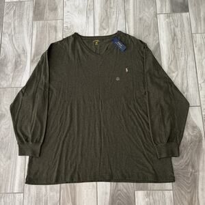 Polo Ralph Lauren Men’s V Neck T Shirt Long Sleeve Size 3XB Green Classics NWT